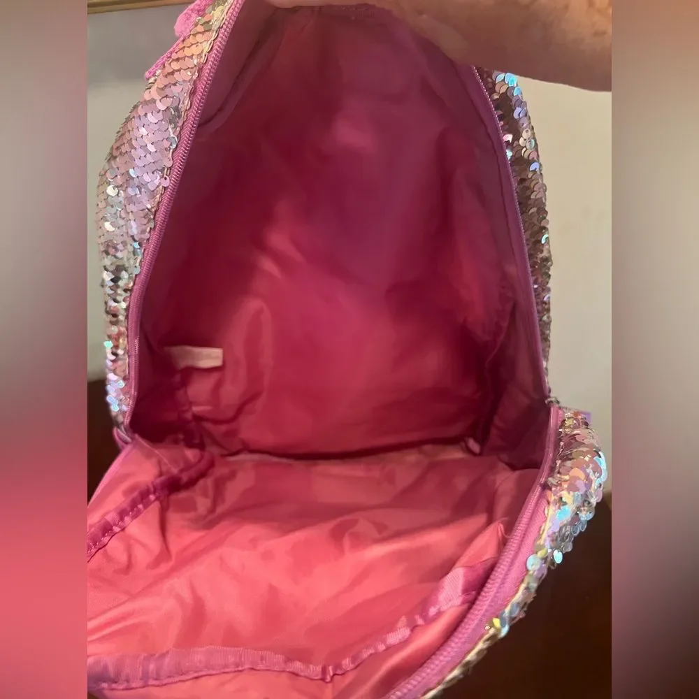 Sequin Backpack with Pink Accents